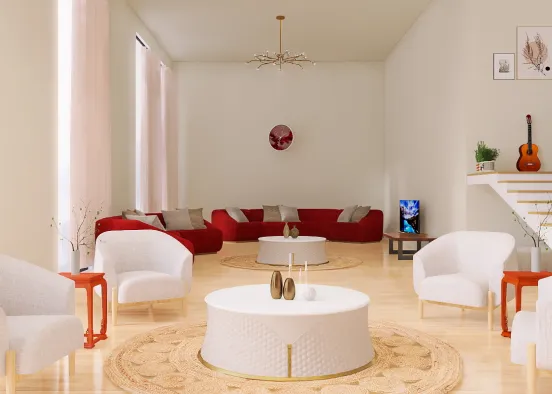 Spacious living room & salon  Design Rendering
