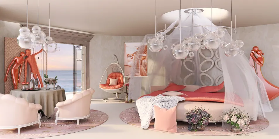 luxurious bedroom design showcasing a cozy bed with elegant decorations and soft lighting, utilizing Homestyler's real-time 3D rendering to visualize interior decor options.