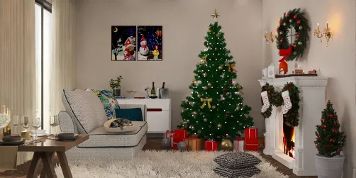 Sala de estar noite de Natal 🌲🪔