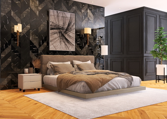 Luxurious bedroom with elegant features Design Rendering