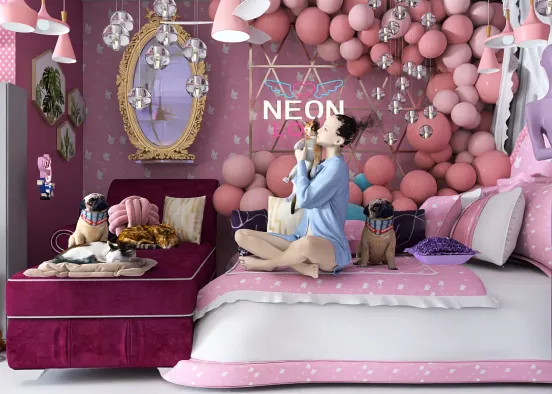 # A pet friendly bedroom. Renderização de Design