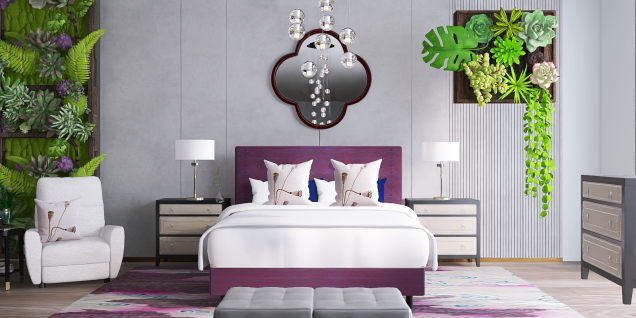 Purple plant paradise bedroom 