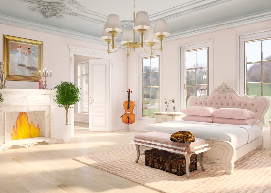 Pink old money bedroom Design Rendering