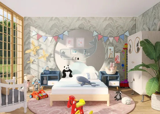 Cute Exotic Kids Bedroom Design Rendering