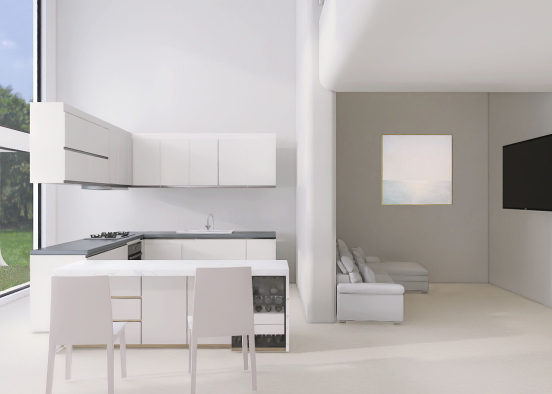 Living room and kitchen design  Design Rendering