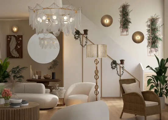 Biophilic Luxury Living Room Design Rendering