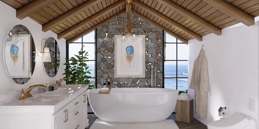 a bathroom with a tub and a toilet 