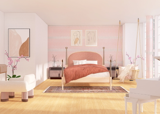 Pretty In Pink Girly Bedroom Design Rendering