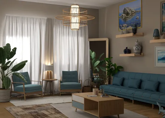 # Big blue family room 💙 Renderização de Design
