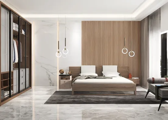 Bedroom for a bachelor  Design Rendering