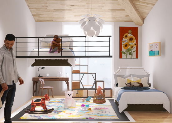 A room for 2 children Design Rendering