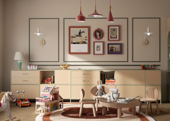 Fun and warm and playroom Design Rendering