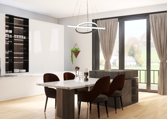 Modern kitchen with beautiful views  Design Rendering
