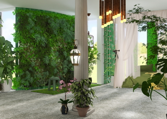 green mossy floral room Design Rendering