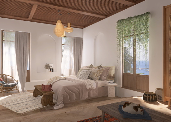 'Bohemian style bedroom Design Rendering