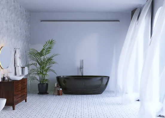 Minimalistic style bathroom  - Spacious bathroom  Design Rendering
