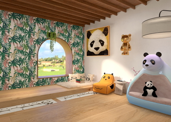 cute Japanese panda 🐼 room  Design Rendering