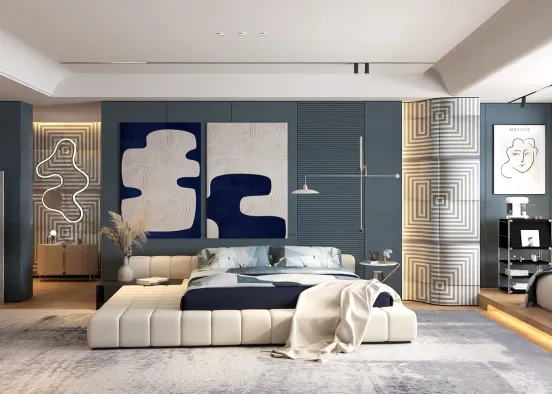 # Dormitorio Azul  Renderização de Design