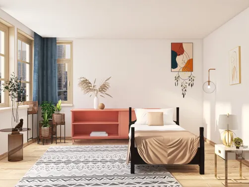 Спальня в большом мегаполисе