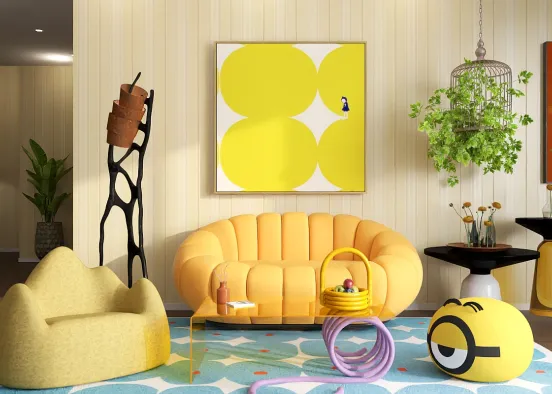 yellow themed room Design Rendering