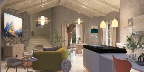 family room open to the kitchen