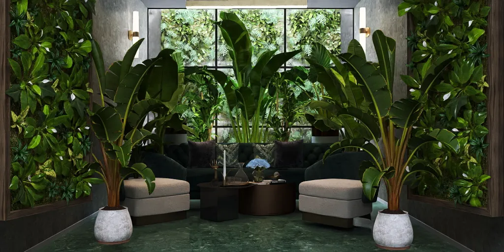 a room with a bunch of plants in it 