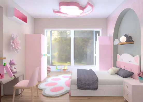 Pink children's room  Design Rendering