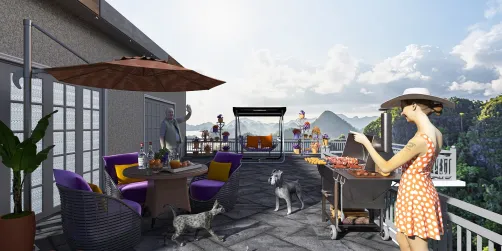 Grey, Purple, Orange Outdoor Design
