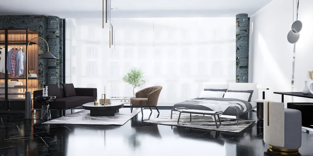 a living room with a couch, coffee table and a coffee table 