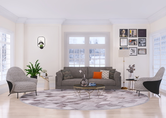 living room slightly luxurious winter Design Rendering