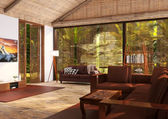 Rustic brown living room Design Rendering