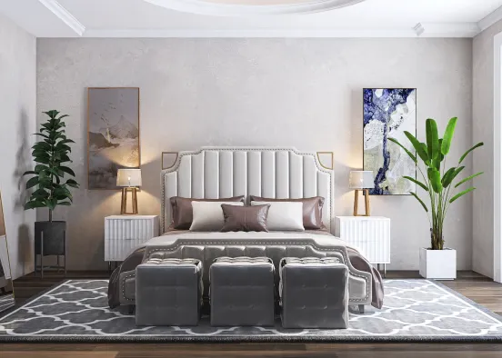 Rich suburban master bedroom Design Rendering