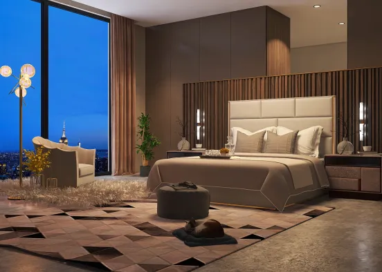 luxury bedroom interior Design Rendering