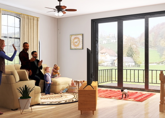 Cozy Family Living Room Design Rendering
