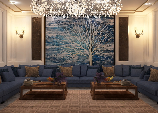 Living room in Asian Arabic style⚡ Design Rendering