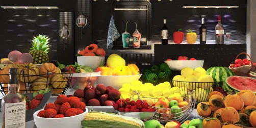 My table full of colors...😋🍓🍒🍅🍉🍑🍊🥕🍇🍷🍸🍹