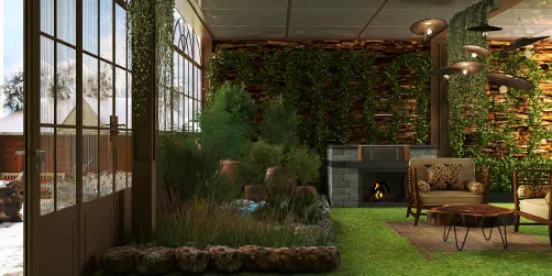 Jardín Cubierto con Barbacoa 🌳🌲❄️🔥