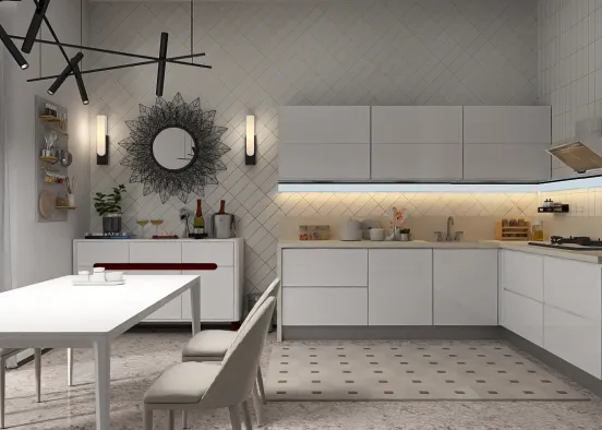 a white kitchen give you different energy...☕🤍 Design Rendering