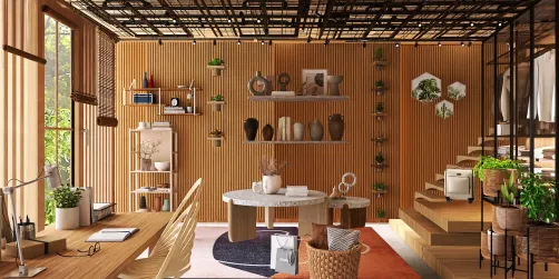 Madera con techo industrial 