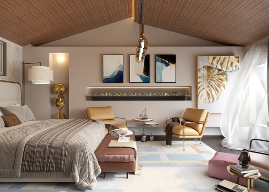 Bedroom Bliss in Gold Leaf  Design Rendering