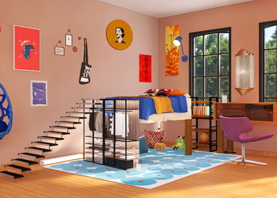 Schoolchild’ s room 🧡💙 Design Rendering