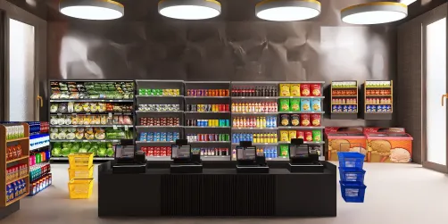 Stocked grocery shelves 