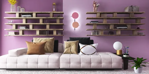 Living room sofa and shelves 
