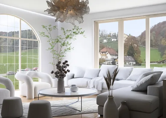 # White living Renderização de Design