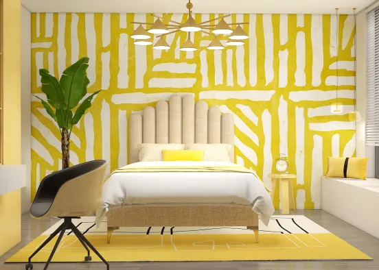 Yellow Bedroom Design Rendering