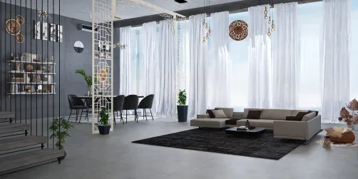 Sun lighting living room with dinning area 