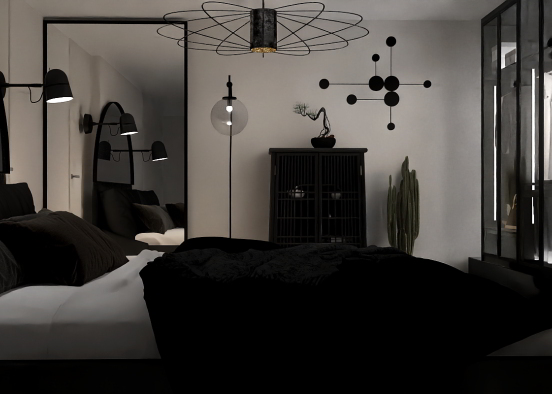 Dark bedroom  Design Rendering