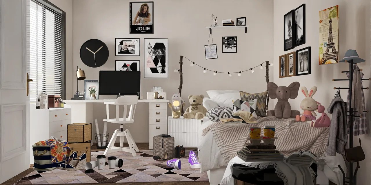 a living room filled with furniture and a tv 