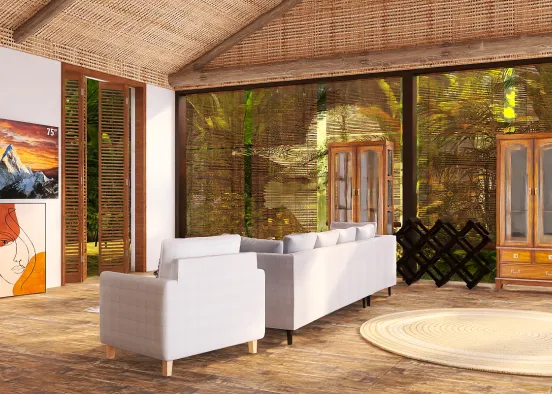Jungle theme living room Design Rendering