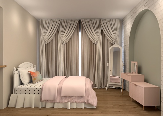 girl pink badroom  Design Rendering